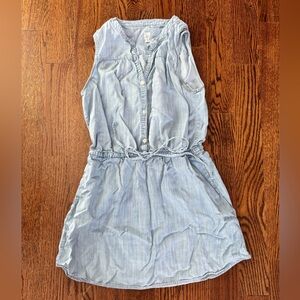GAP Sleeveless Light Blue Denim Button-Up Shirt Dress